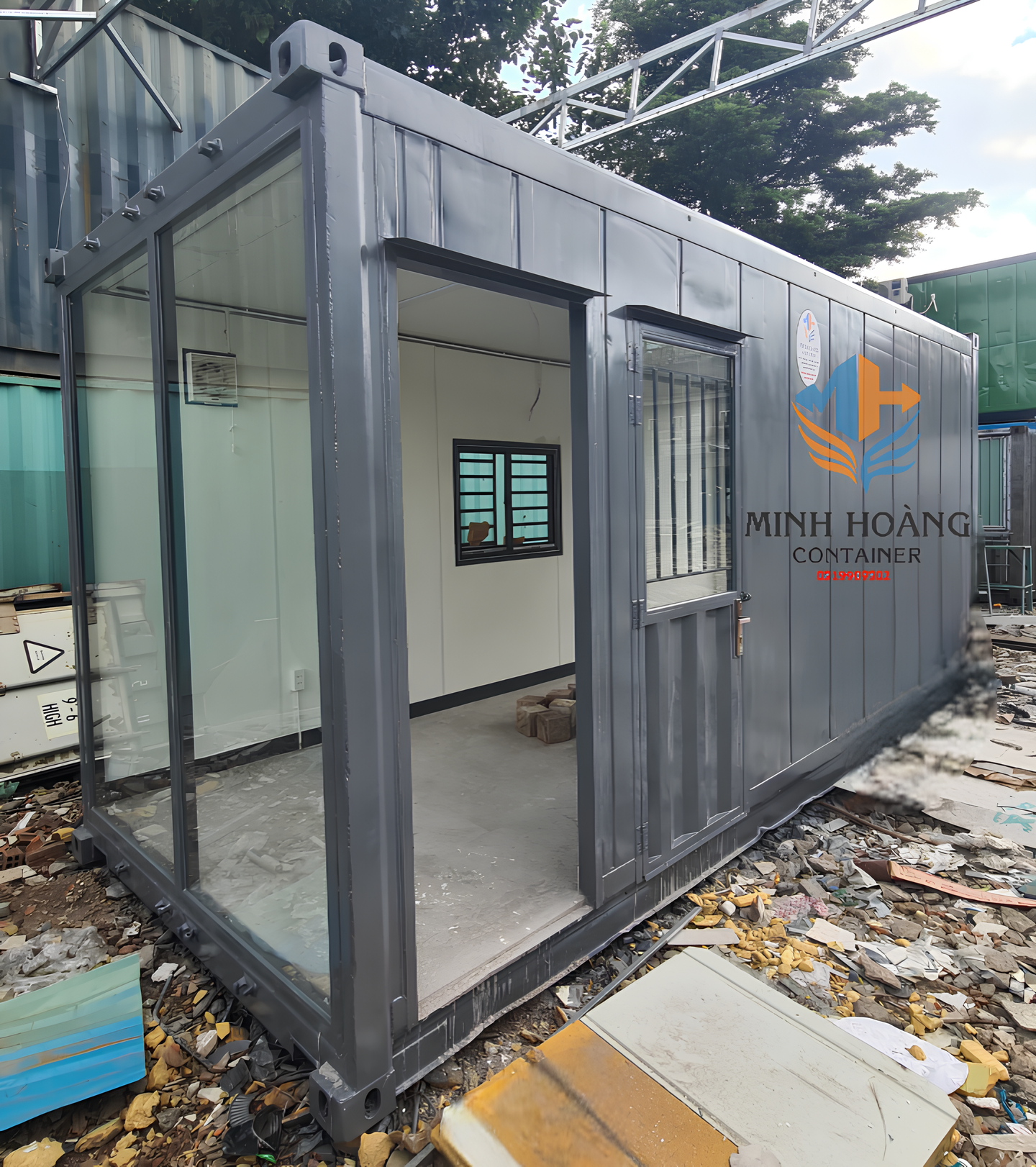 Container nhà ở 20 feet khung kính tạo không gian mở dạng ống đầy đủ thiết bị 